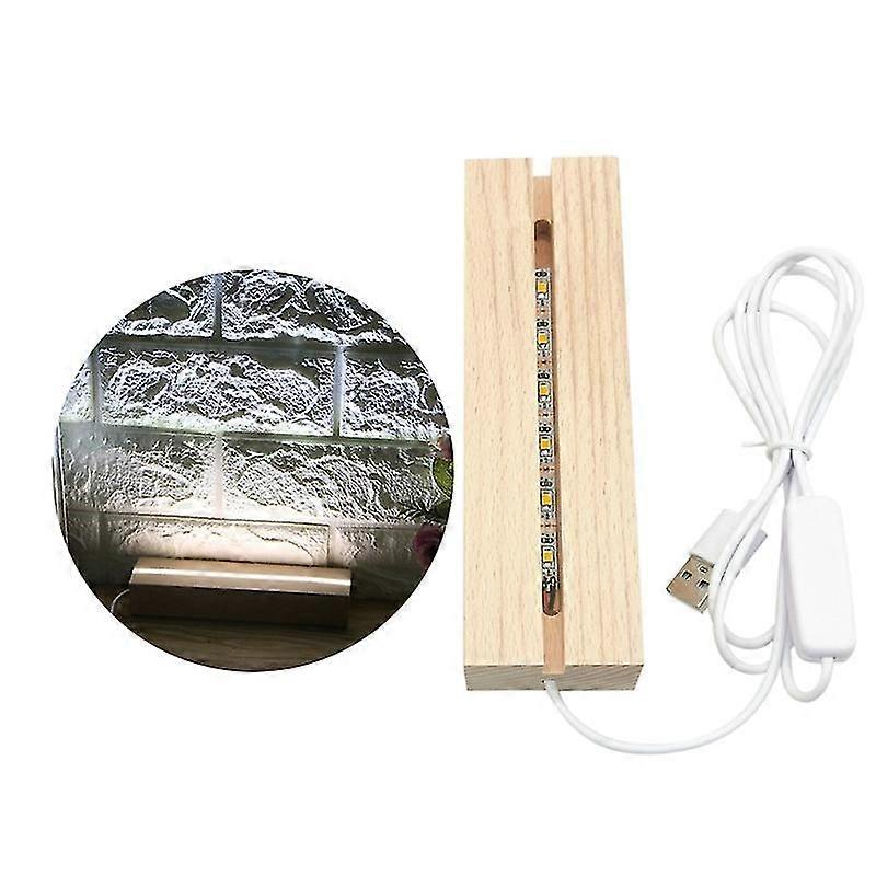 Led Light Base White/warm Light Rectangle Show Stand For 3d Glass Ball Art