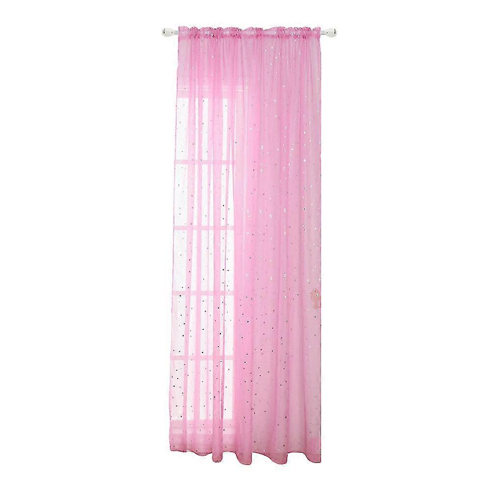 Home Fashion Sheer Curtains Grommets Romantic Silver Star Foil Window Treatment For Girl Bedroom Glitter Stars Thin And Curtains Panel Window Screenin