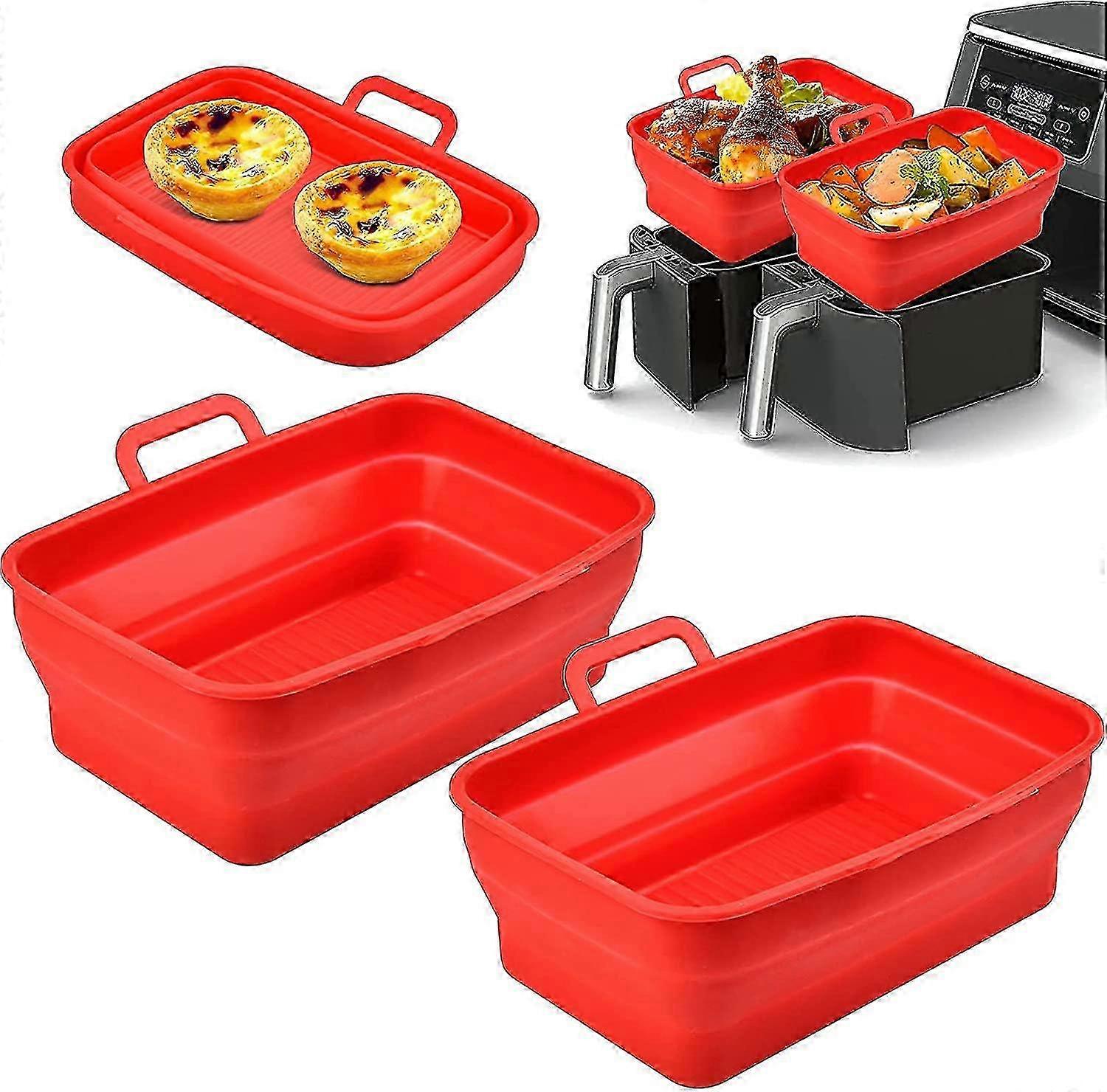 2pcs Foldable Silicone Air Fryer Pot, Liner Basket For Ninja Foodi Dz201/dz401 Dualzone Air Fryer