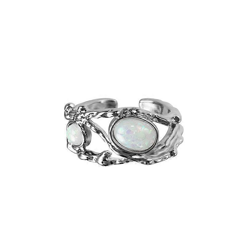 Irregular texture opal stone ring female niche advanced versatile simple trendy personality ring