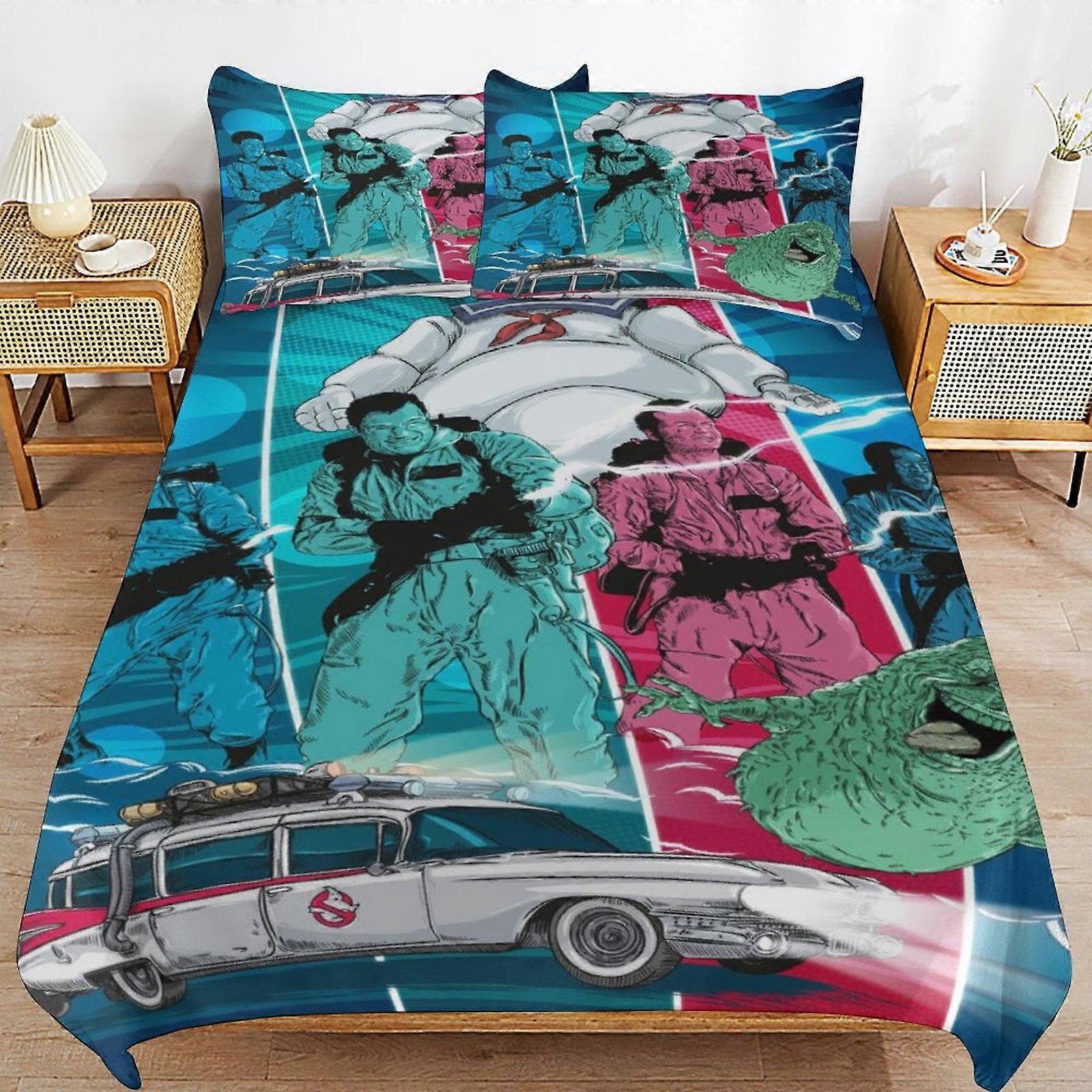 x288 Ghostbusters Capa de Edredom de Cama Conjuntos de Cama de Microfibra Impressos em 3D Conjuntos de Edredom Leve de 3 Peças, 1 Capa de Edredom e 2 Fronhas para Crianças Menino