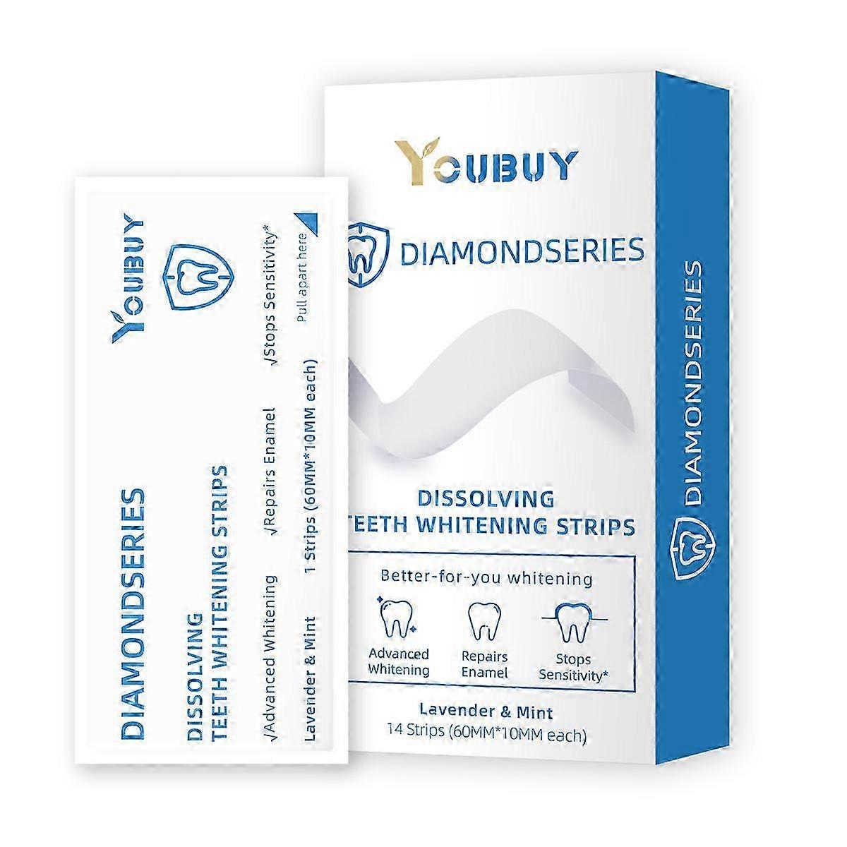 Teeth Whitening Strips, Teeth Whitener Kit, Diamond Series Dissolving Teeth Whitening Strips, Removes Smoking Coffee Soda Stain