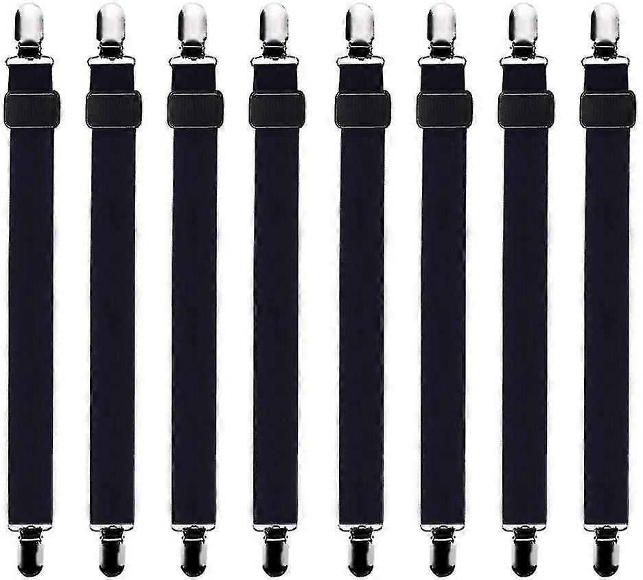 8 قطع (30 سم إلى 120 سم) قابل للتعديل ورقة سرير ملاءة الموتر ، الشدادات القابلة للتعديل ، يناسب جميع الأسرة والمراتب ، أسود