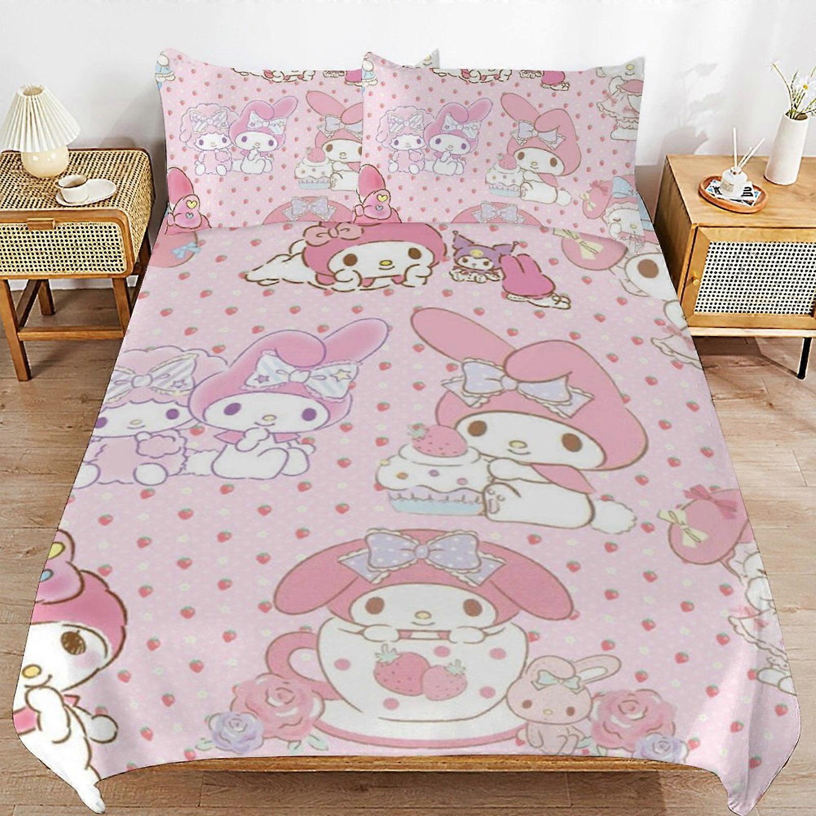 a1287 Conjunto de Capa de Edredom My Melody, Conjunto de Cama de 3 Peças 86x70" Conjunto de Capa de Edredom Decorativa com Impressão Dupla Face (1 Capa de Edredom + 2 Fronhas)" jfr