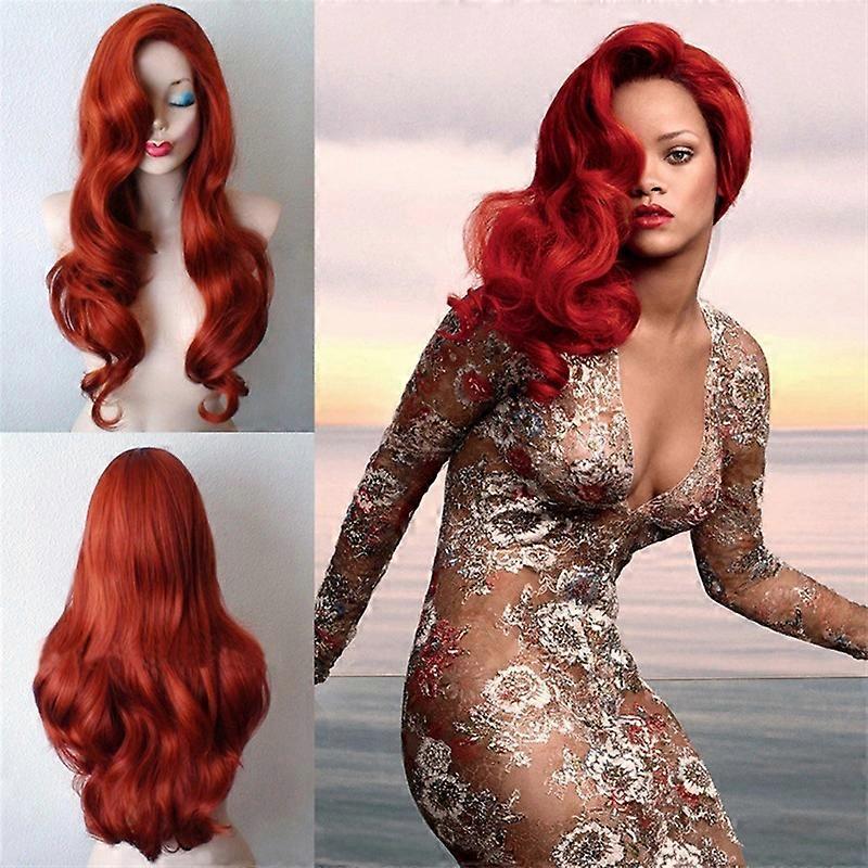 Women's Red Wig Long Wavy Wigs for Women Halloween Cosplay Wigs 26 Inches