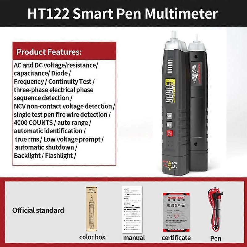 TRUE RMS Smart Pen Multimeter DC/AC Voltmeter Non-contact Resistance Diode Live Wire Hz Test Pen Breaking Point Test