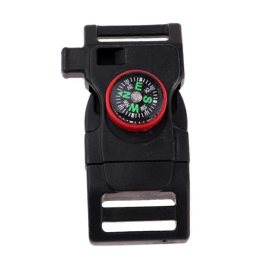 Plastic Side Release Buckle Emergency Whistle Compass Outdoors Black