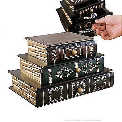 منظم درج سطح المكتب ، منظمو درج الخشب على شكل كتاب ، حلي سطح المكتب لصندوق المجوهرات العتيق