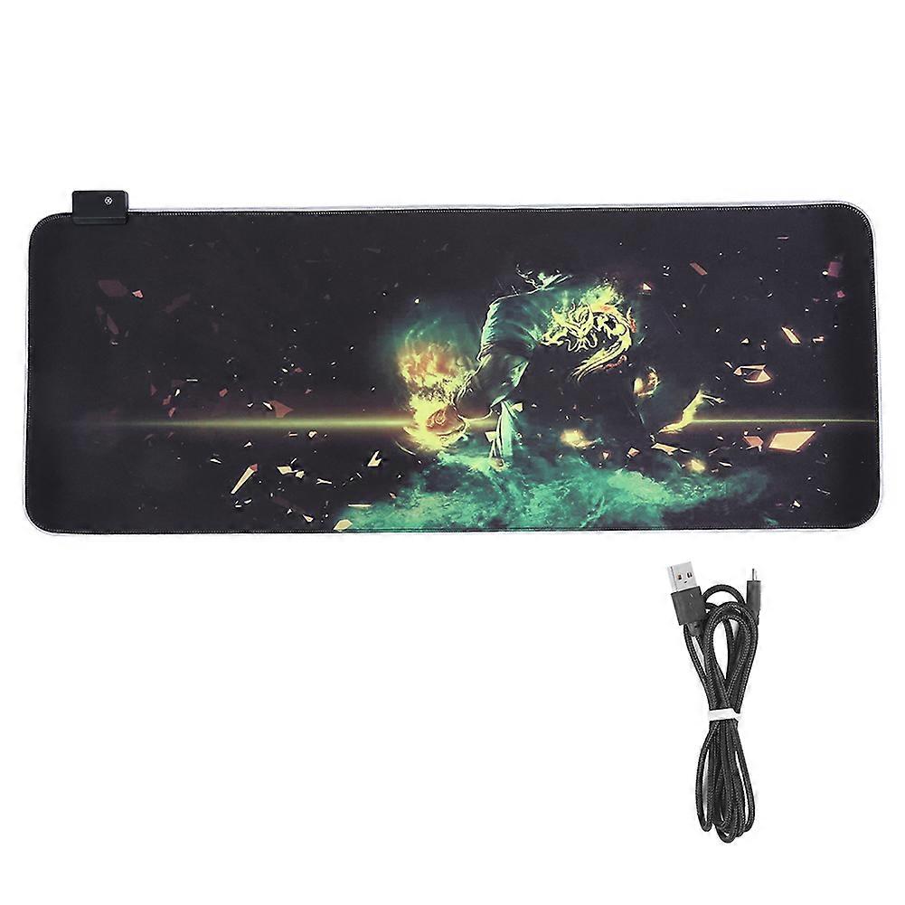 RGB Colorful LED Mousepad Lighting USB Wired Keyboard Mat for PC Laptop Gaming Mouse
