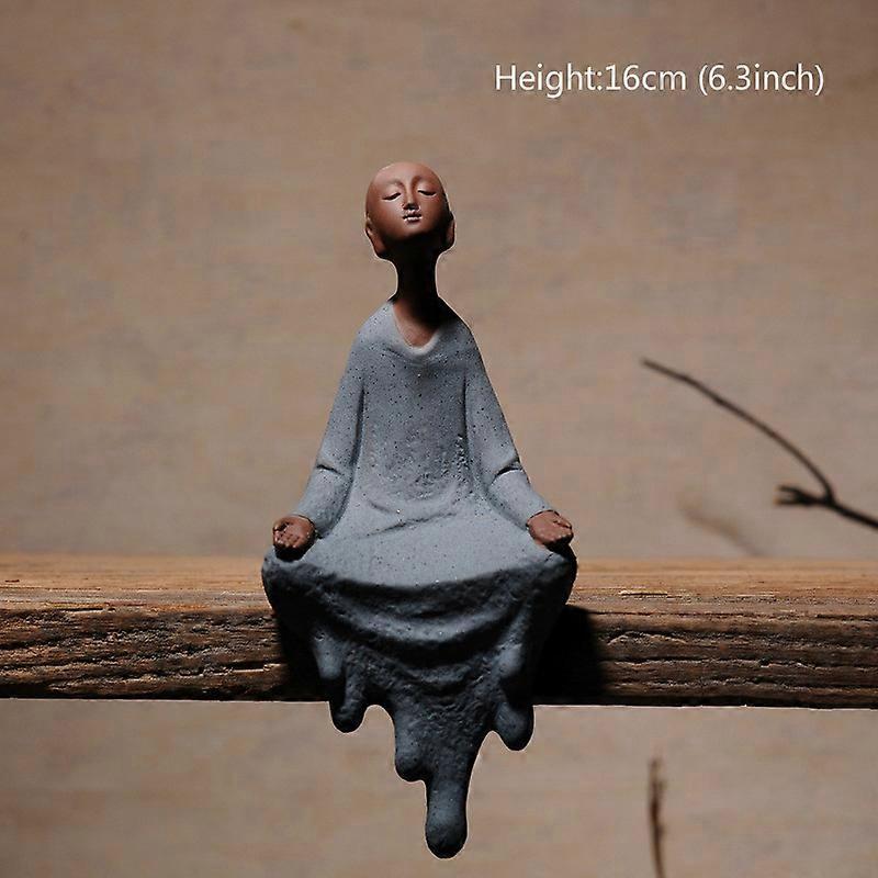 Purple Clay monk buddha sitting statues zen creative ornaments home decoration monk gift figurines tabletop handcrafts