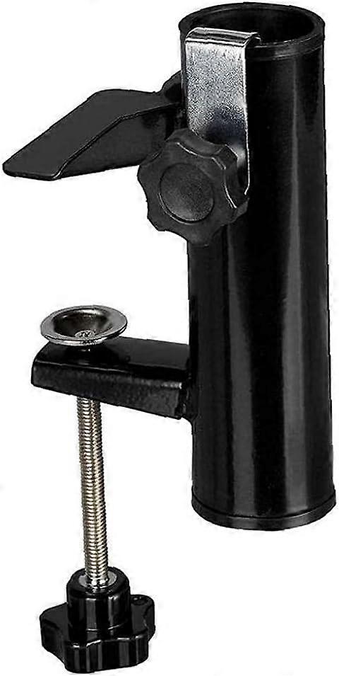 حامل مظلة المحمولة شرفة مظلة حامل ثابت كليب الملحقات أسود حديقة الأثاث (أسود) (1PC)