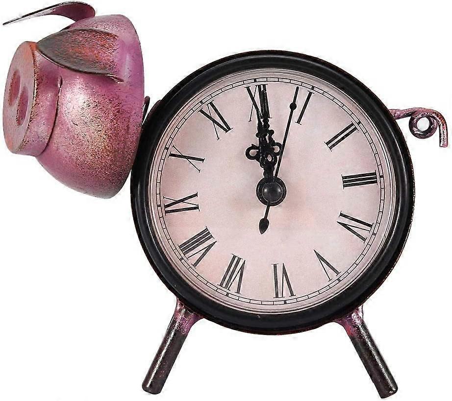 Desktop Clock,Roman Numerals Retro Pig Statue Clock,Decorative Frame Clock for Home Office Decorate,Gift for Friends,classmates