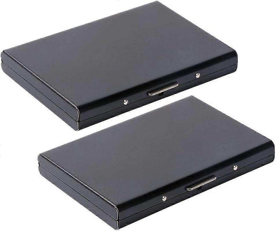 Credit Card Holder, 2pcs Metal Business Card Holder with RFID Blocking Technology, Cool Slim Metal Business Card Case - 6 Slots for Your Credit Cards