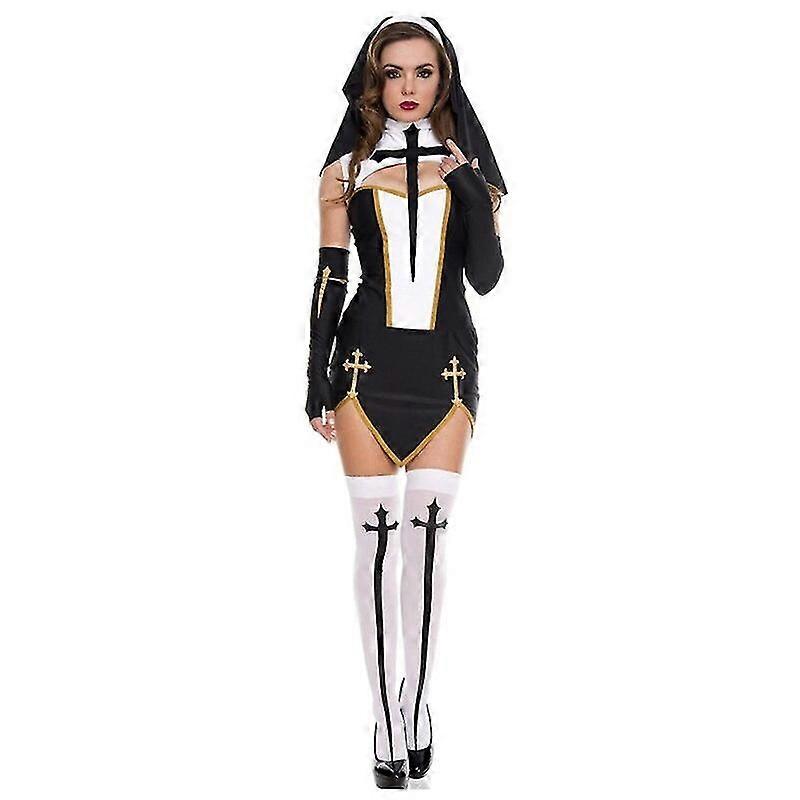 جديد مثير نون زي النساء البالغات Cosplay مع جوارب هوديي الأبيض لهالوين الأخت Cosplay حزب زي