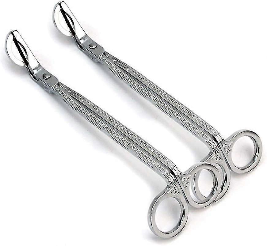 2 piezas Candle Trimmer Wick Catcher Acero inoxidable, plata