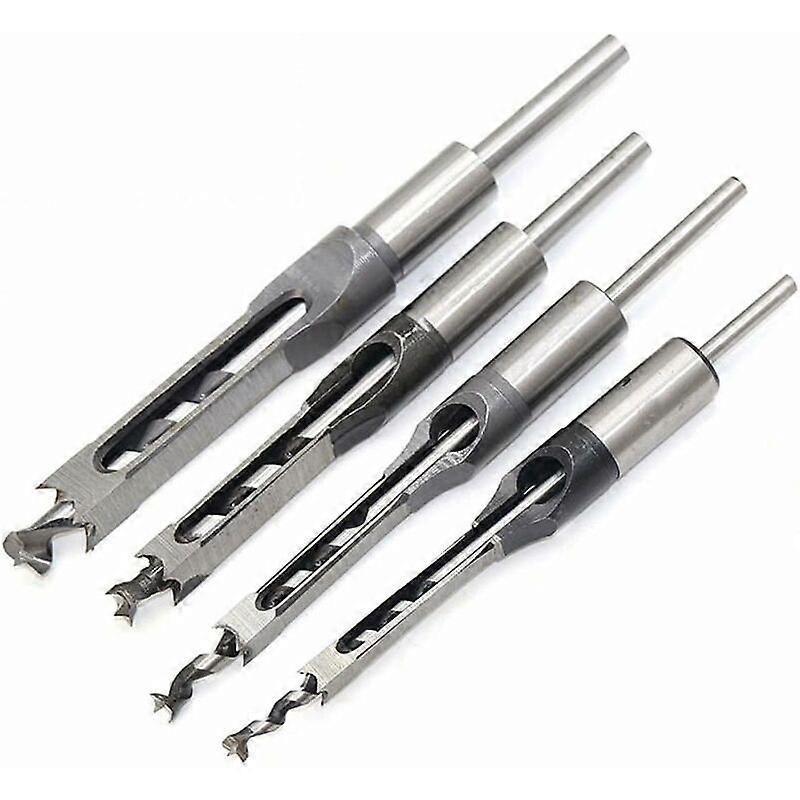 Piece Chisel Set Square Hole Drill Bits, Steel Hollow Chisel Woodworking Tools Set (1/4 -1/2 - 5/16 - 3/8 Inch)