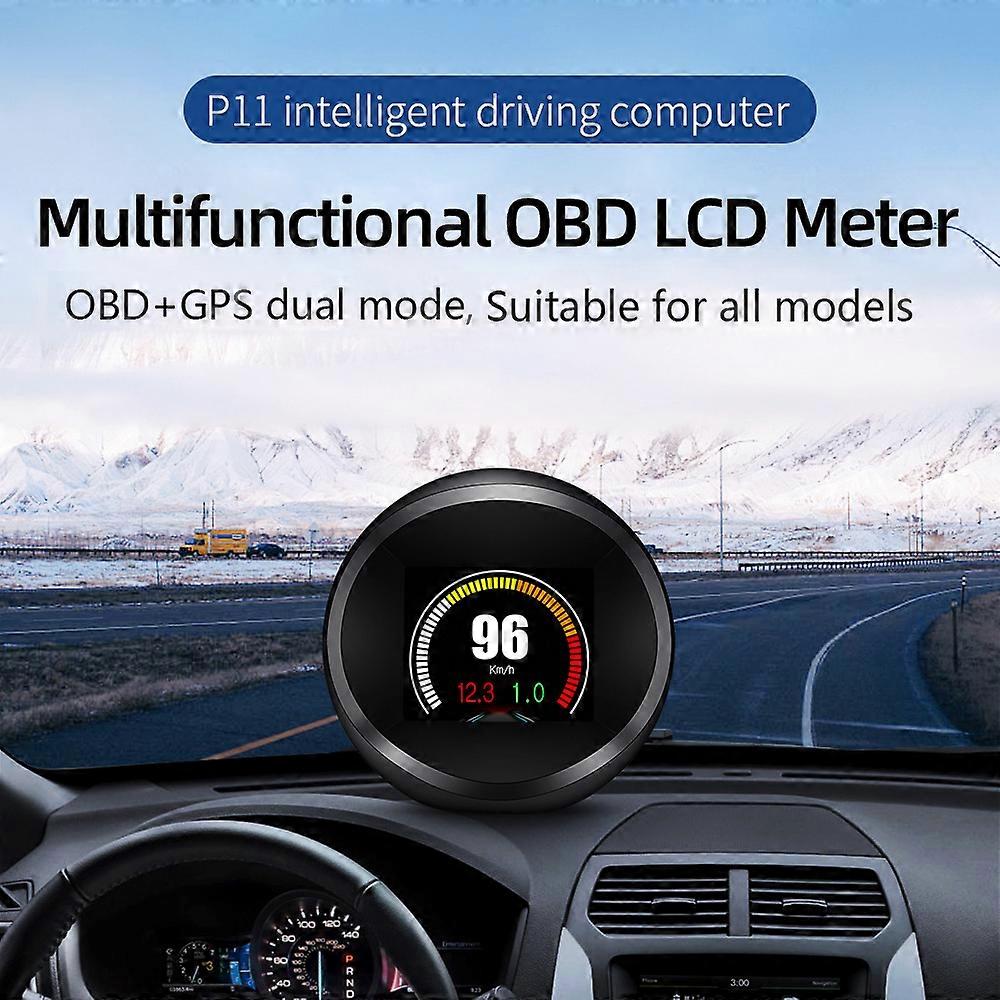 P11 OBD2 HUD Auto GPS Speed Water Temperature Fuel Consumption On-Board Computer Car LCD Head Up Display Gauge Code Reade