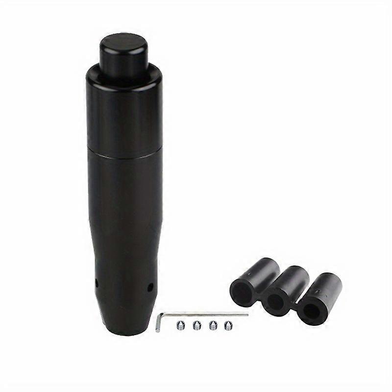 Universal 14.5cm Aluminum Car Auto Gear Stick Shift Knob With Press Down Release Button And 3 Adapters Shifter Lever Replacement