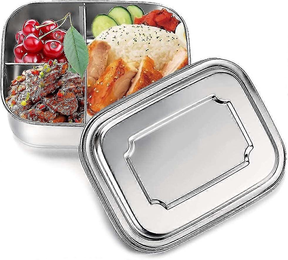 Lunch Box, Bento Box Kids, Bento Box 1000 Ml Stainless Steel Bento With 3 Compartments Wuqx