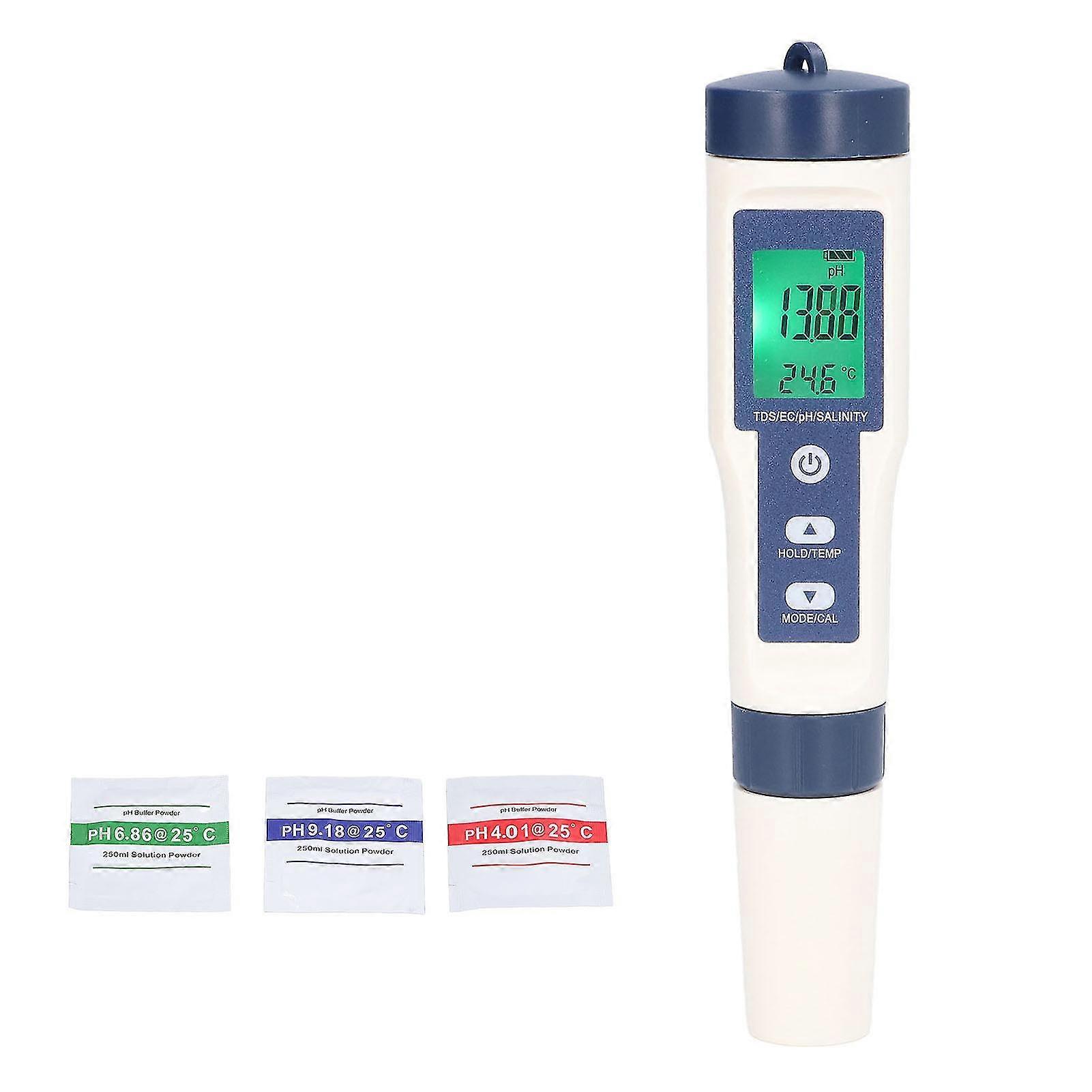 5 in 1 Digital Water Quality Meter with Backlit - PH Salinity Temperature TDS EC Waterproof