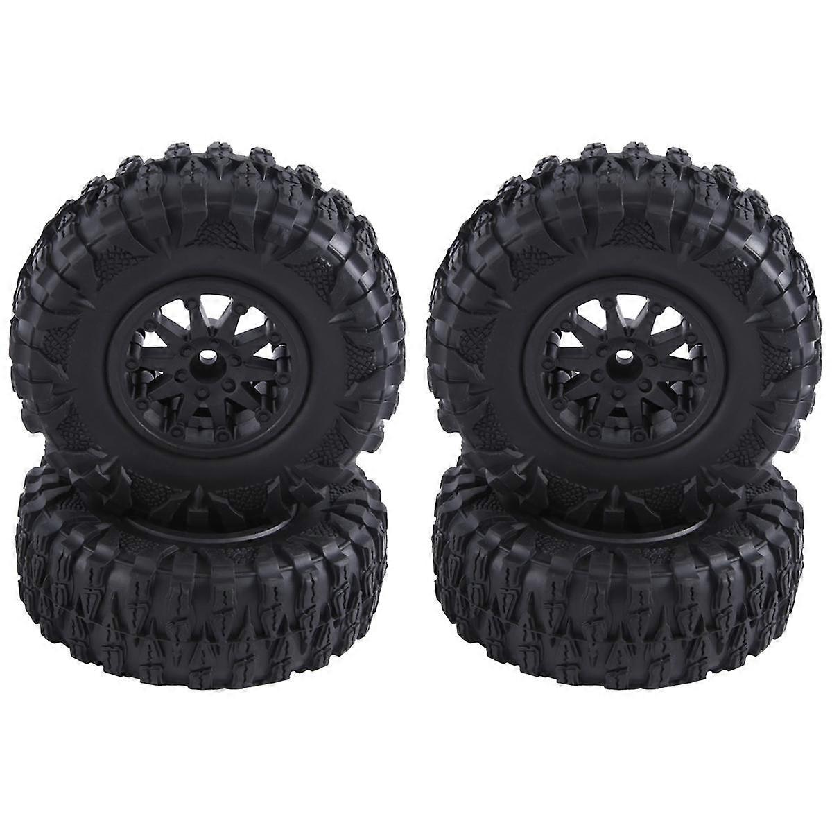 4PCS 2.2 Inch Nylon Plastic Beadlock Wheel 4.72In/120mm Tire with 12mm Combiner Hex for 1/10 RC Roc