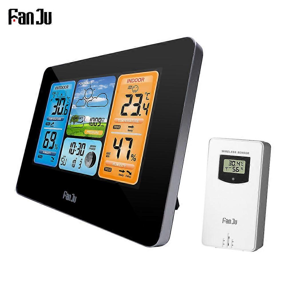 FJ3373 Digital Thermometer Weather Station LCD Alarm Clock Indoor Outdoor Weather Forecast Barometer Thermometer Hygrometer