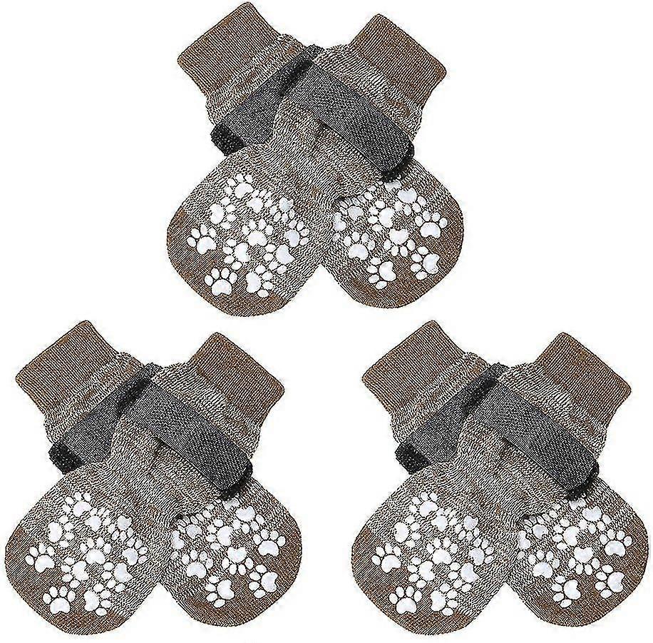 Double Side Anti-slip Dog Socks With Adjustable Straps - Strong Traction Control