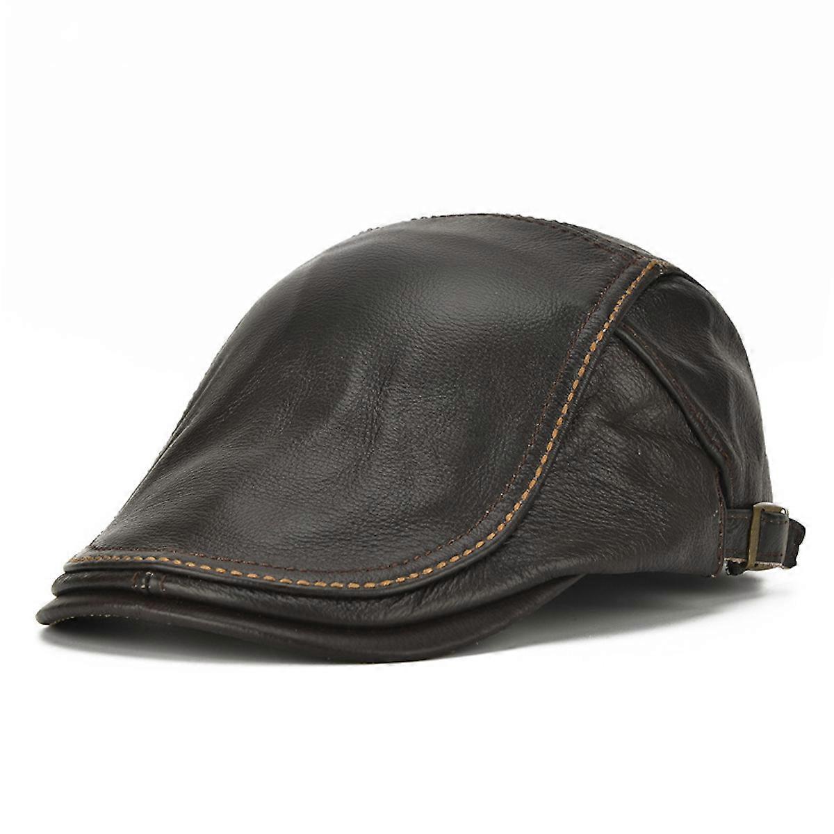 Leather Flat Cap for Men,Beret Cap Duckbill Hat Newsboy Driving Gatsby Cap