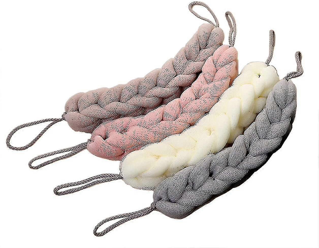 4 Packs Long Stretch Back Sponge With Rope Handles Back Scrubber Bath Shower Mesh Sponge Exfoliating Body Scrub Stretch Braided Loofah For Men And Wom