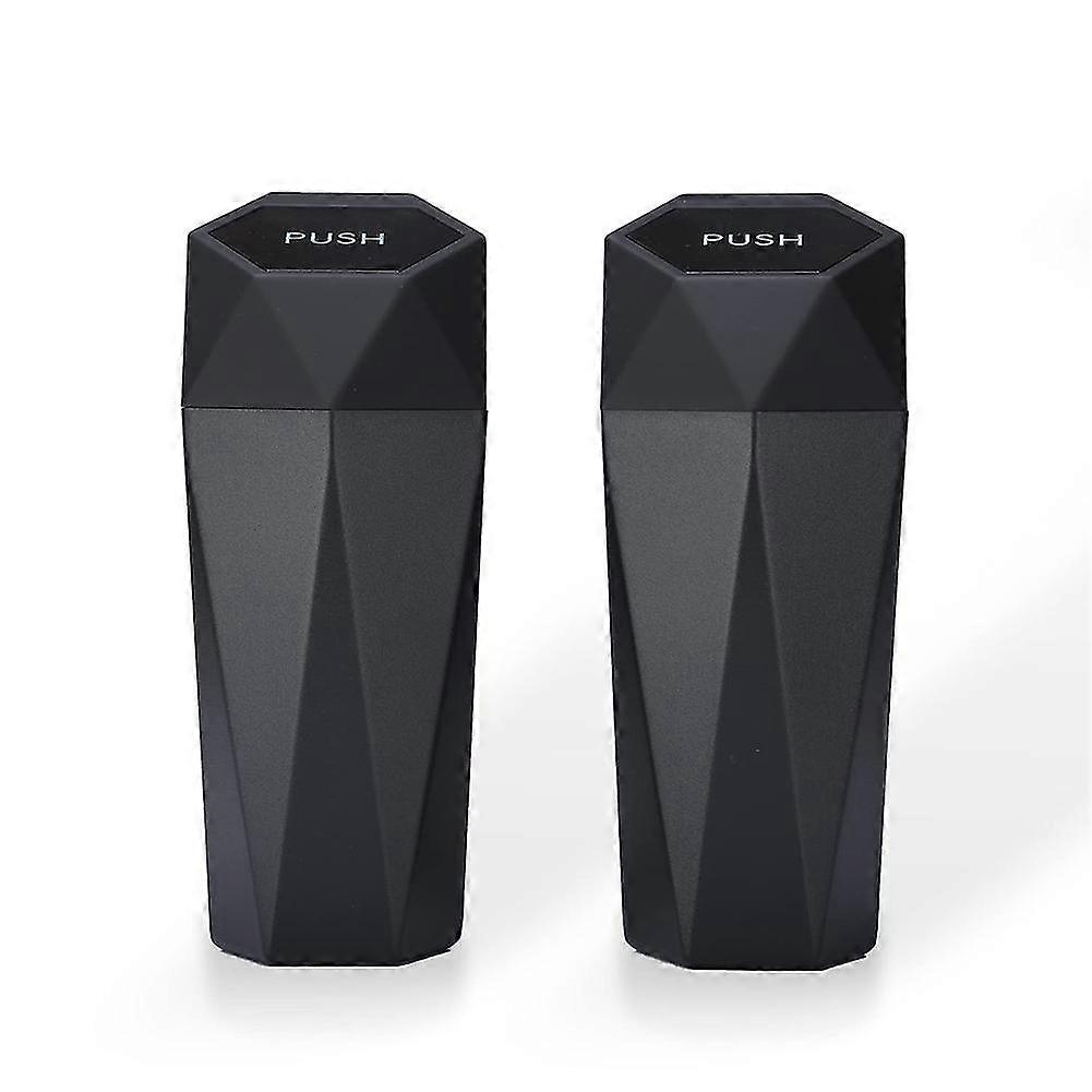 Car Trash Can, Garbage Bin Mini Trashcan, 2 Pack, Black
