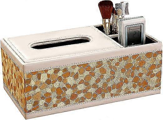 (Golden Stone) Three-compartment remote control tissue storage box, multi-functional tissue box