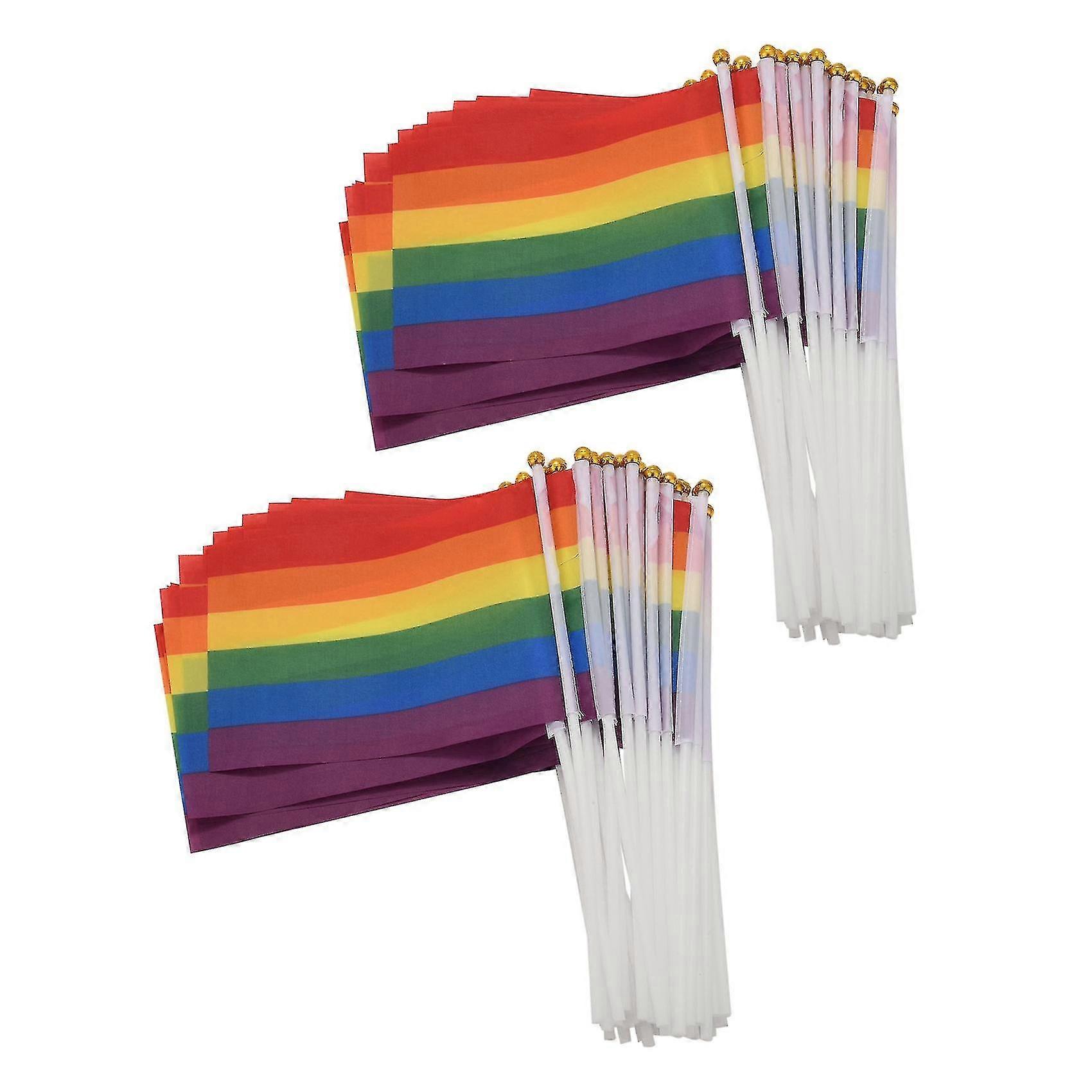 100 Pack Rainbow Small Mini Stick Flags,decorações