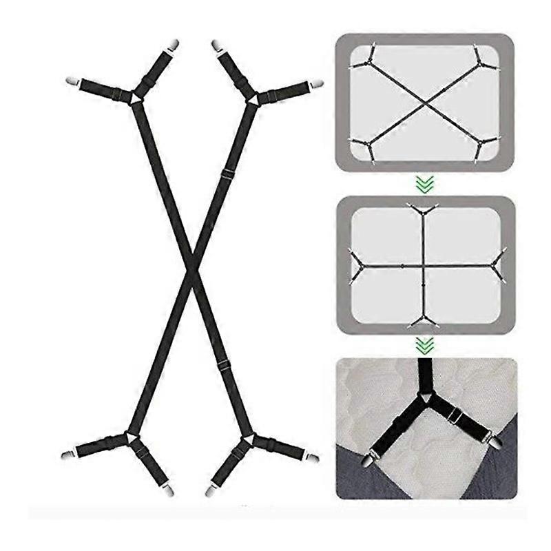 One Set Crisscross Adjustable Bed/fitted Sheet Straps Suspenders
