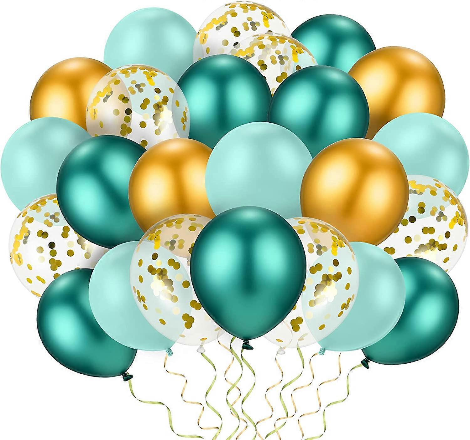 40 Pieces Teal Balloons Green Gold 12 Inch Mint Green Metallic