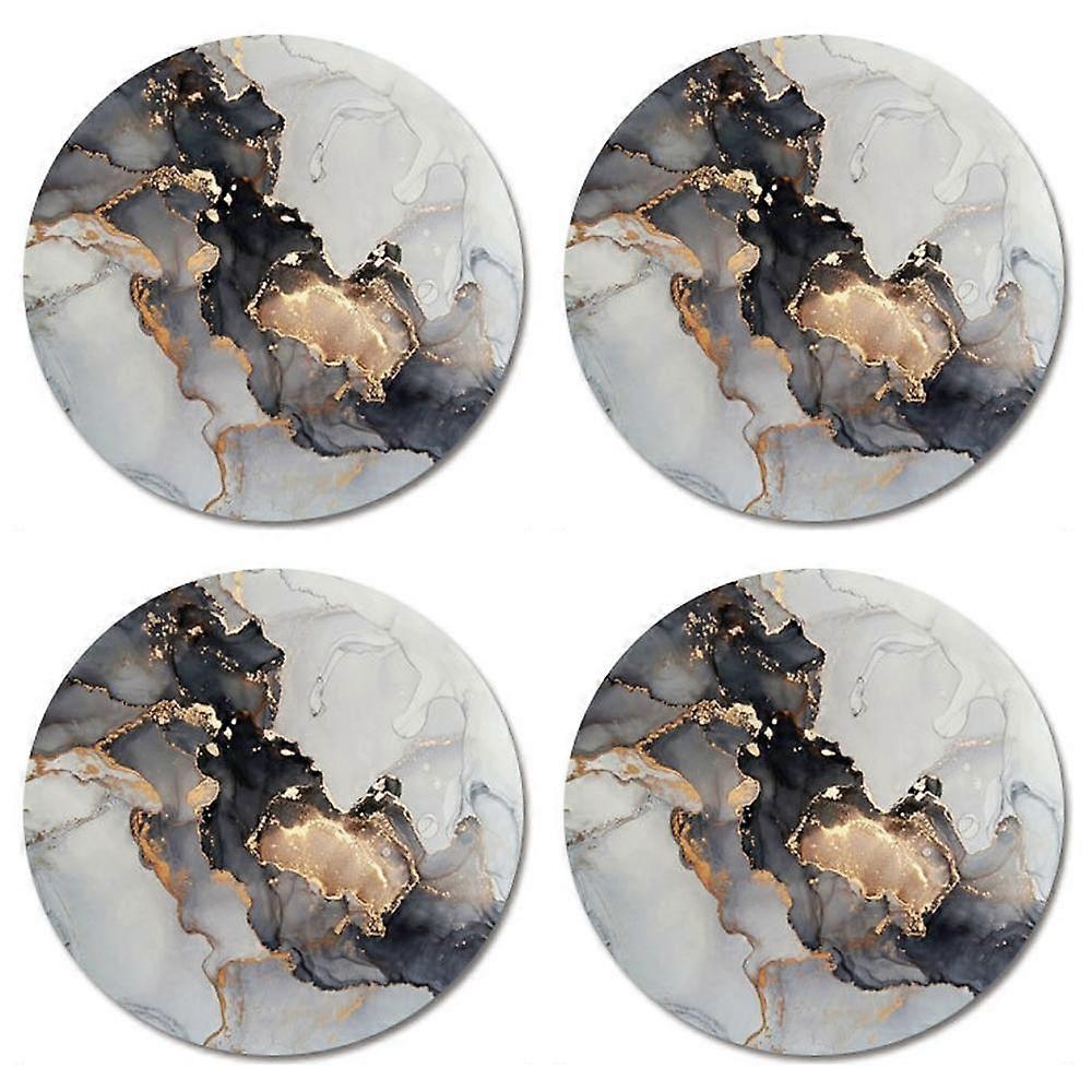 Marble Pattern Coasters - Round Drinks Absorbent Stone Coaster Set with Ceramic Stone and Cork Base-style 2