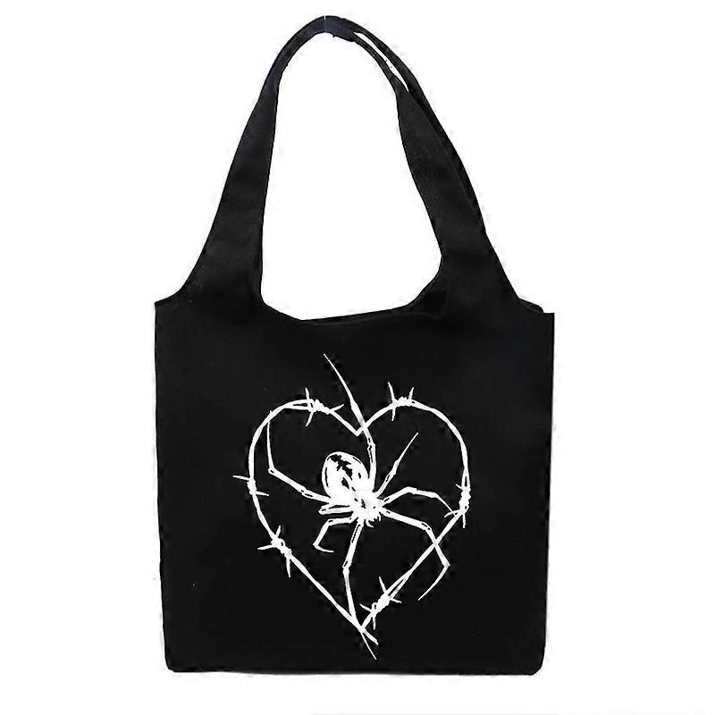 Gothic spider print γυναικείες τσάντες ώμου Vintage τσάντα καμβά γυναικεία τσάντα μεγάλης χωρητικότητας emo σκούρο φίδι τσάντα αγοραστή casual y2k Tote