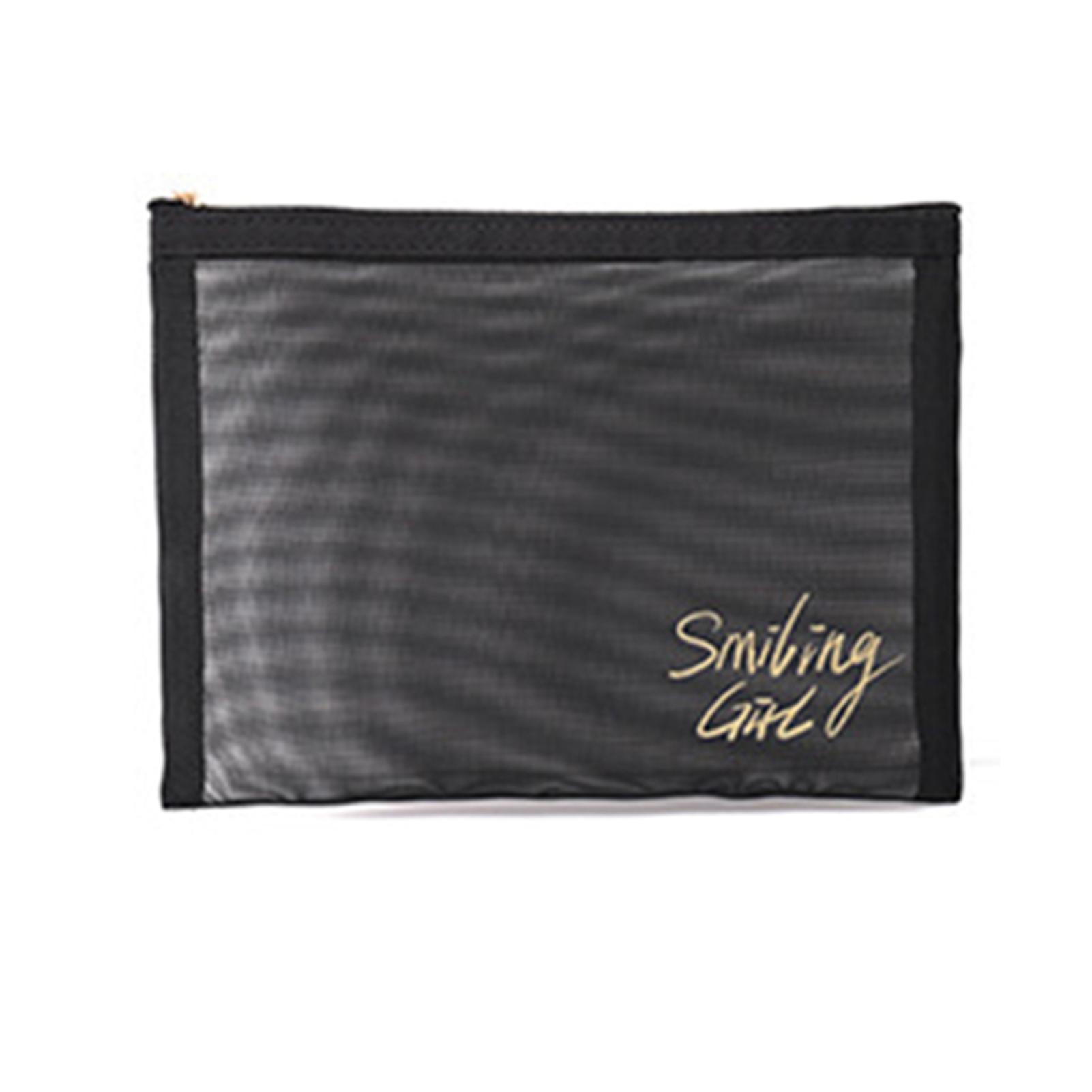 Cosmetic Bag Transparent Mesh Easy to Carry Zipper Black Convenient Storage Polyester Large Capacity Toiletry Bag for Travel