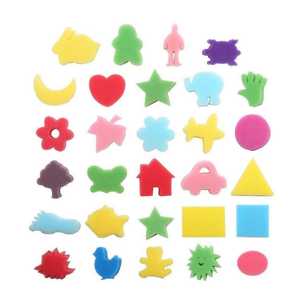 30pcs DIY Sponge Painting Animal Shaped Craft Sponge Assorted Pattern Early Learning Sponge for Kids (Mixed Pattern and Mixed Color)