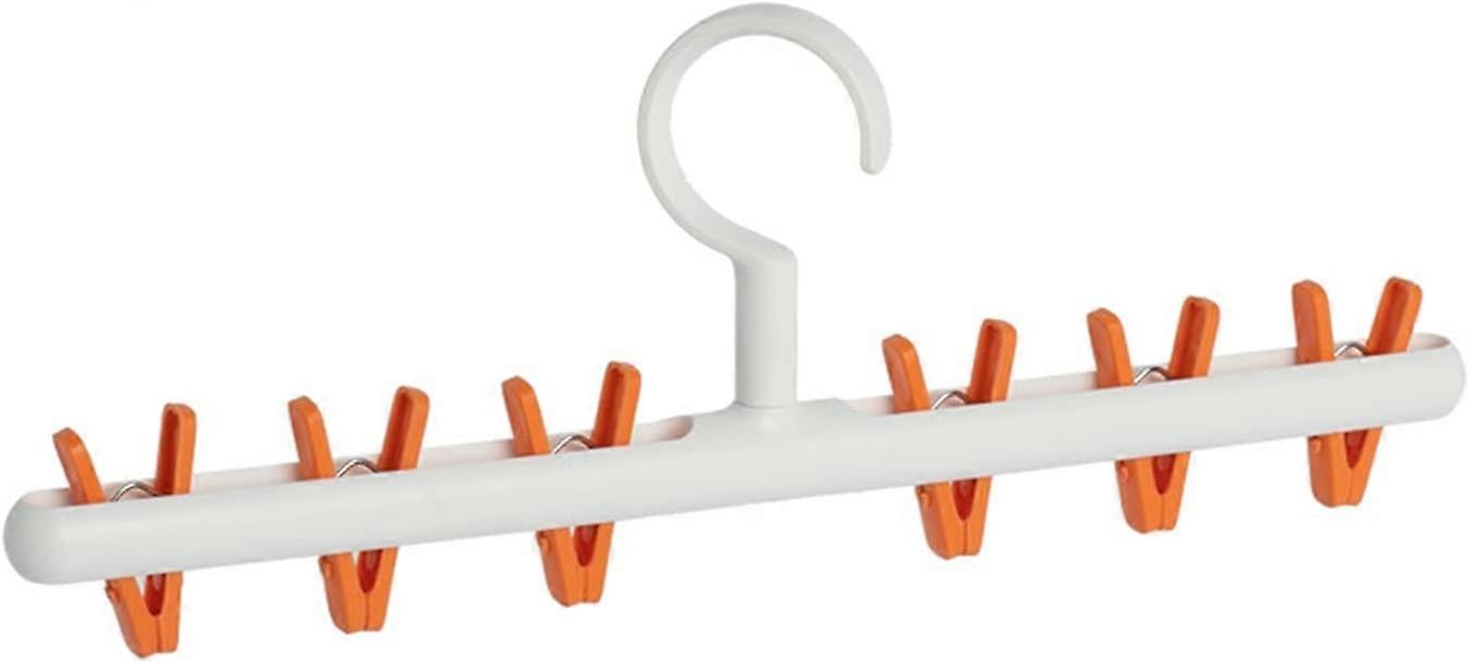 Sock Hanger with 6 Detachable Clips 360 Rotating Space Saving Drying Towel Diaper Baby Clothes Underwear Gloves Bras (Blue)