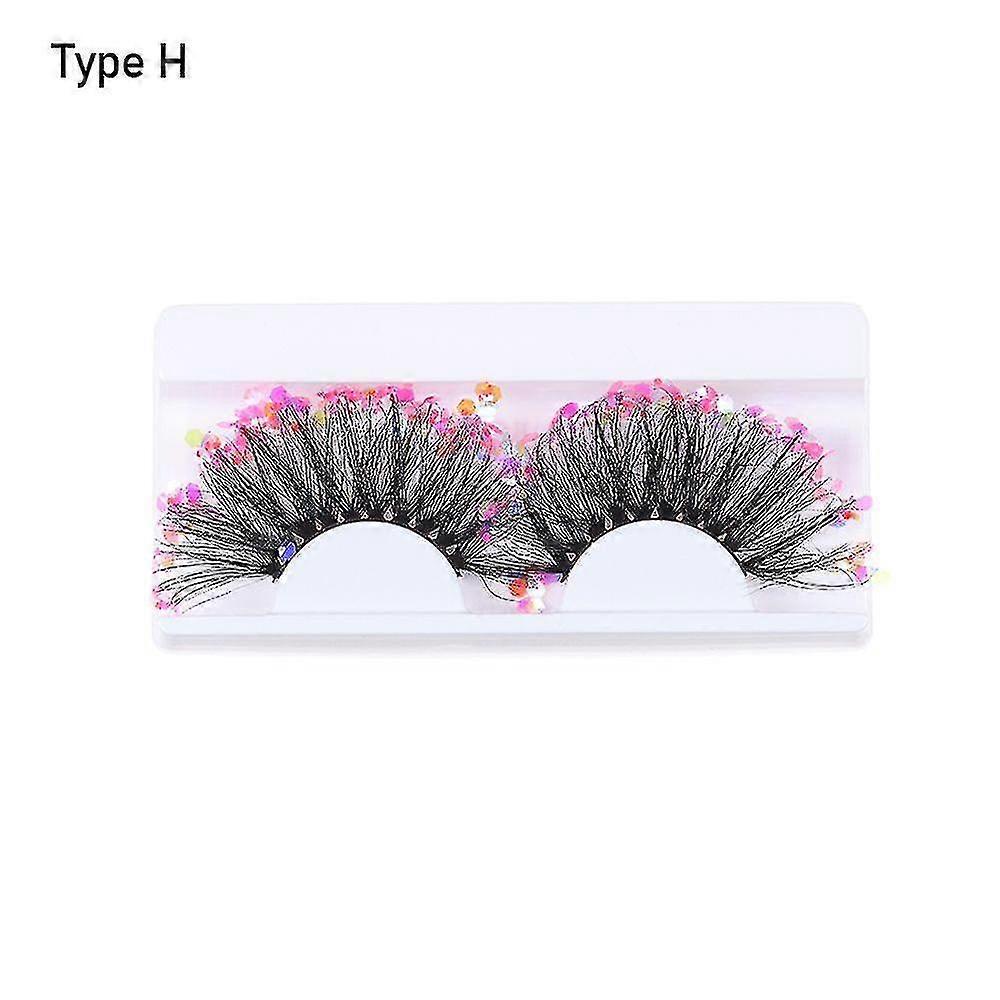 With Sequins False Eyelashes Faux Mink Eye Lashes Set Colored Lashes Dramatic