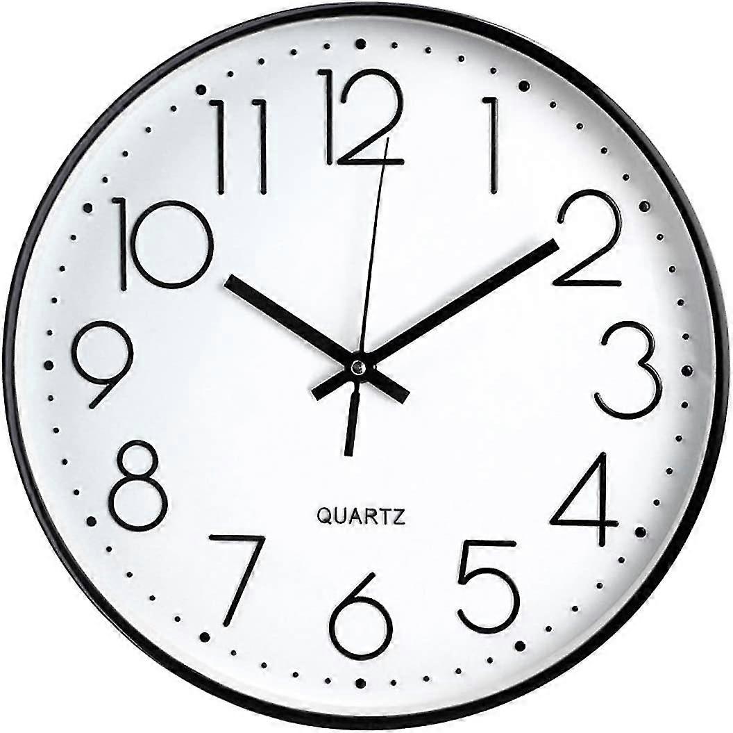 Wall Clock, Modern, Silent, Large Black Dial
