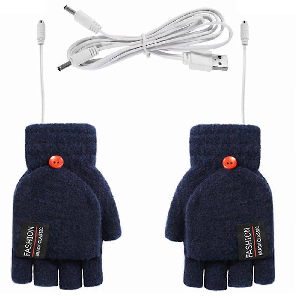 USB sähkölämmitteiset käsineet 2-puolinen lämmitys avoauto sormeton käsine neulotut lapaset säädettävä lämpö vedenpitävä pyöräily hiihto