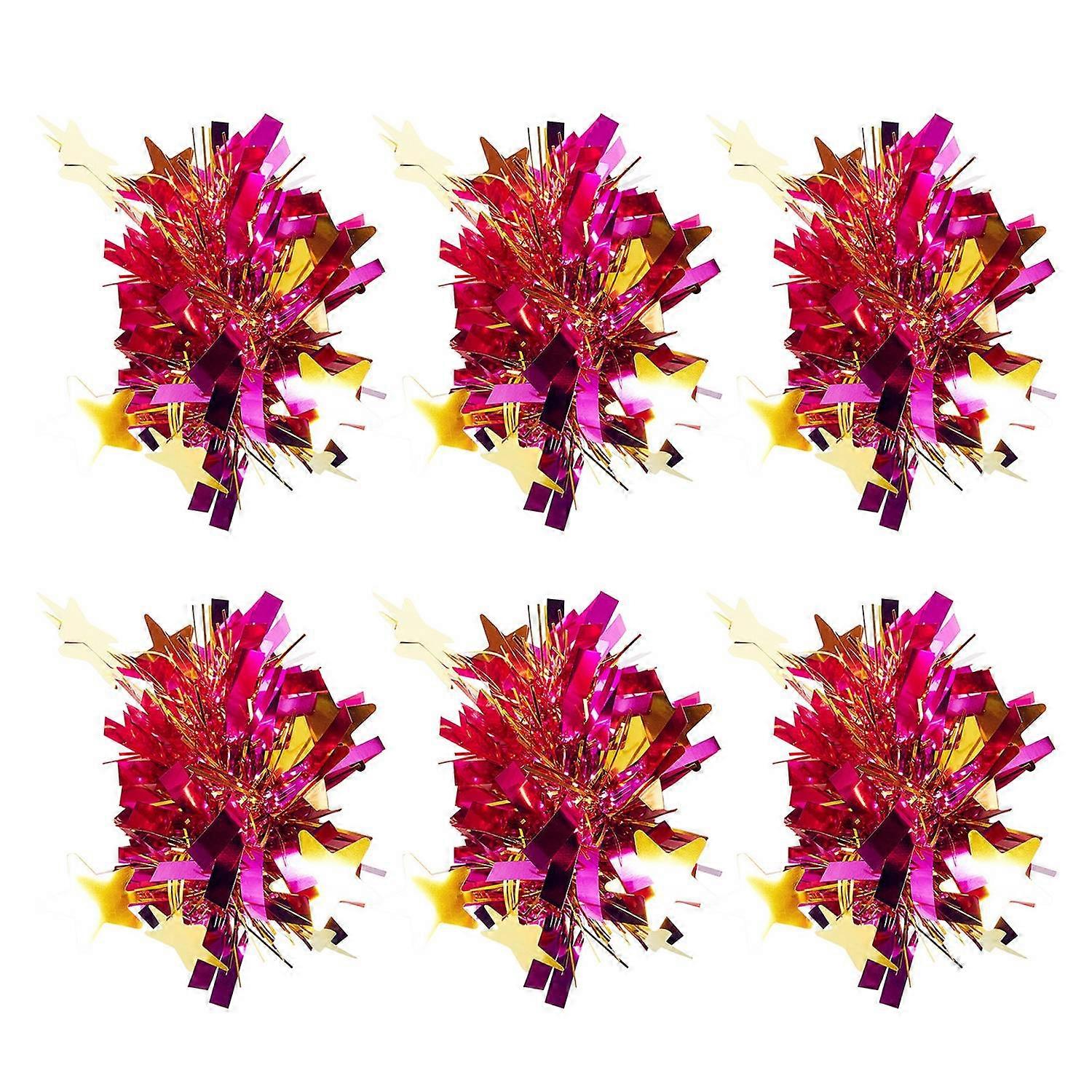 6Pcs Metallic Pom Poms Cheerleading Elastic Hair Ropes Stage Performance Elastic Band Bracelet with