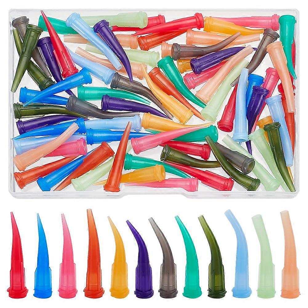 72 Pcs 12 Sizes Plastic Bent Syringe Needle Tip 0.25~3mm Bent Tapered Pinhead Blunt End Liquid Dispenser Needles Bent Flow Dispensing Blunt Needle for