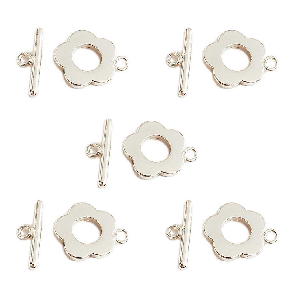 5Sets Flower Toggle Clasp Buckle OT End Clasps Connector DIY Jewelry Hardware