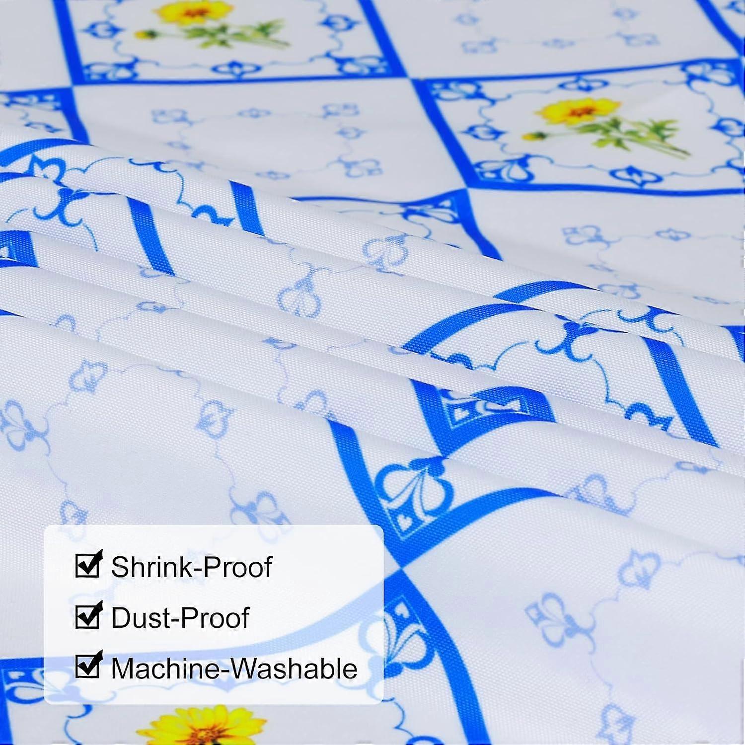 Nappe à carreaux bleu blanc 52x70 pouces printemps été, nappe de table rectangulaire imperméable à l’eau lavable, housse de table en tissu résistant aux taches pour pique-de fête