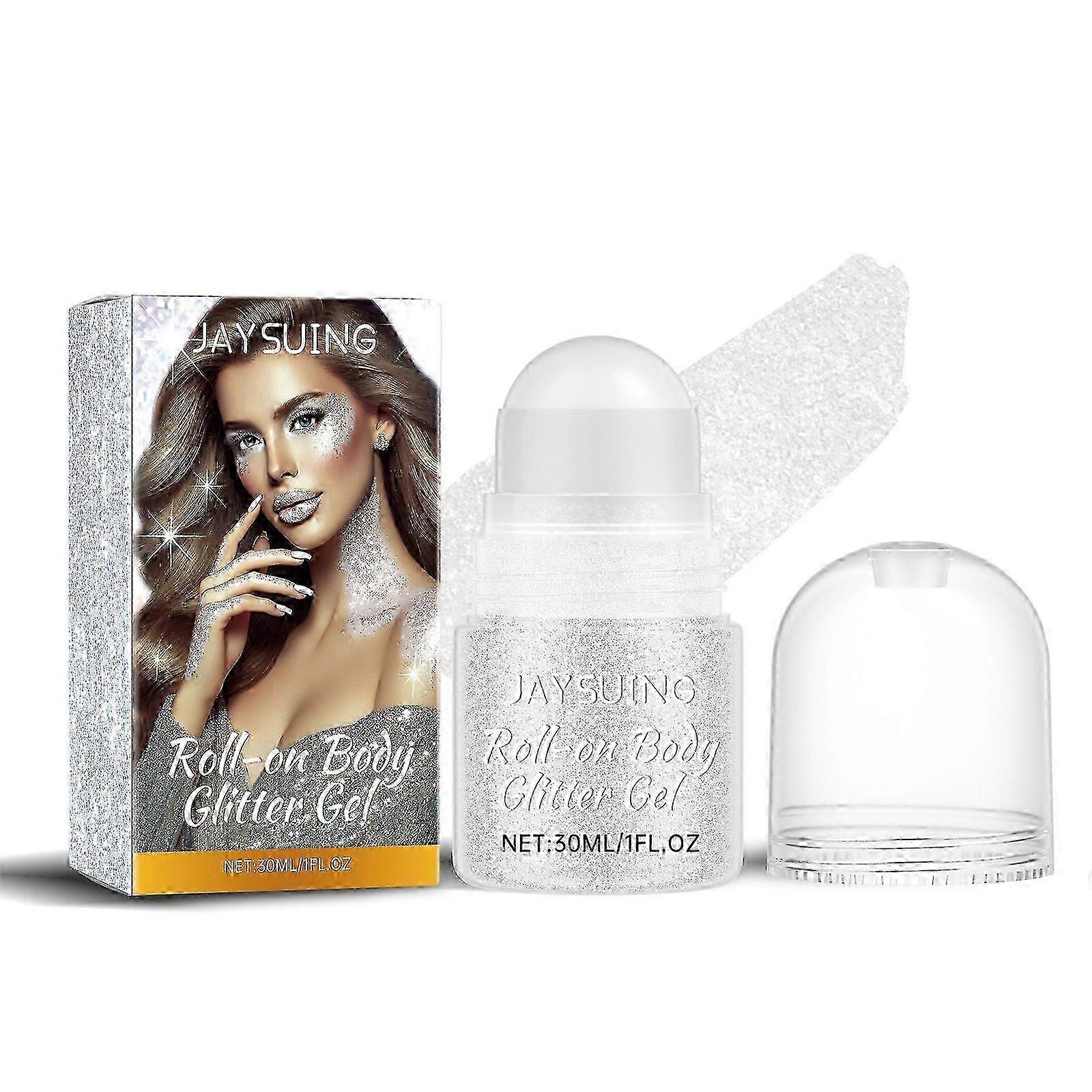 Jaysuing Éblouissant Blanc Flash Perles Corps Highlight Éclaircissant Clavicule Joue Fard à joues Paillettes tridimensionnelles naturelles - 30Ml