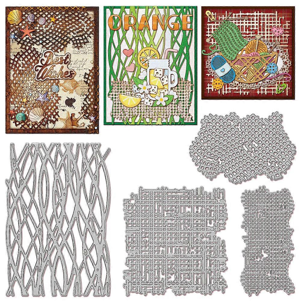 Grid Theme Carbon Steel Cutting Dies Stencils for DIY Scrapbooking Photo Album Decorative Embossing Paper Card Mixed Shapes 53~102x102~142x0.8mm 4pcs/