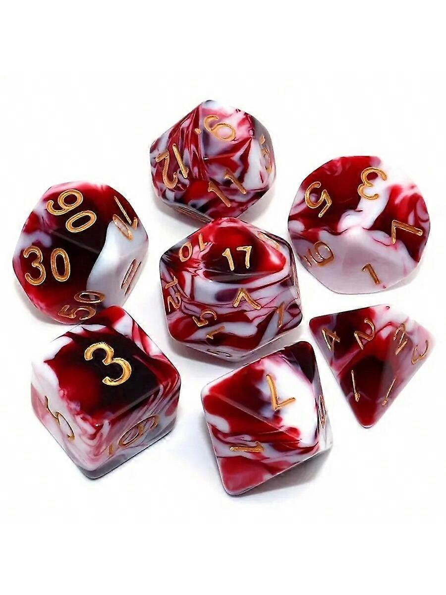 Dice Set Red Mixed White Dice MTG 7-Die Polyhedral Dice,Adult Party Games Suitable For Halloween/Christmas/Thanksgiving