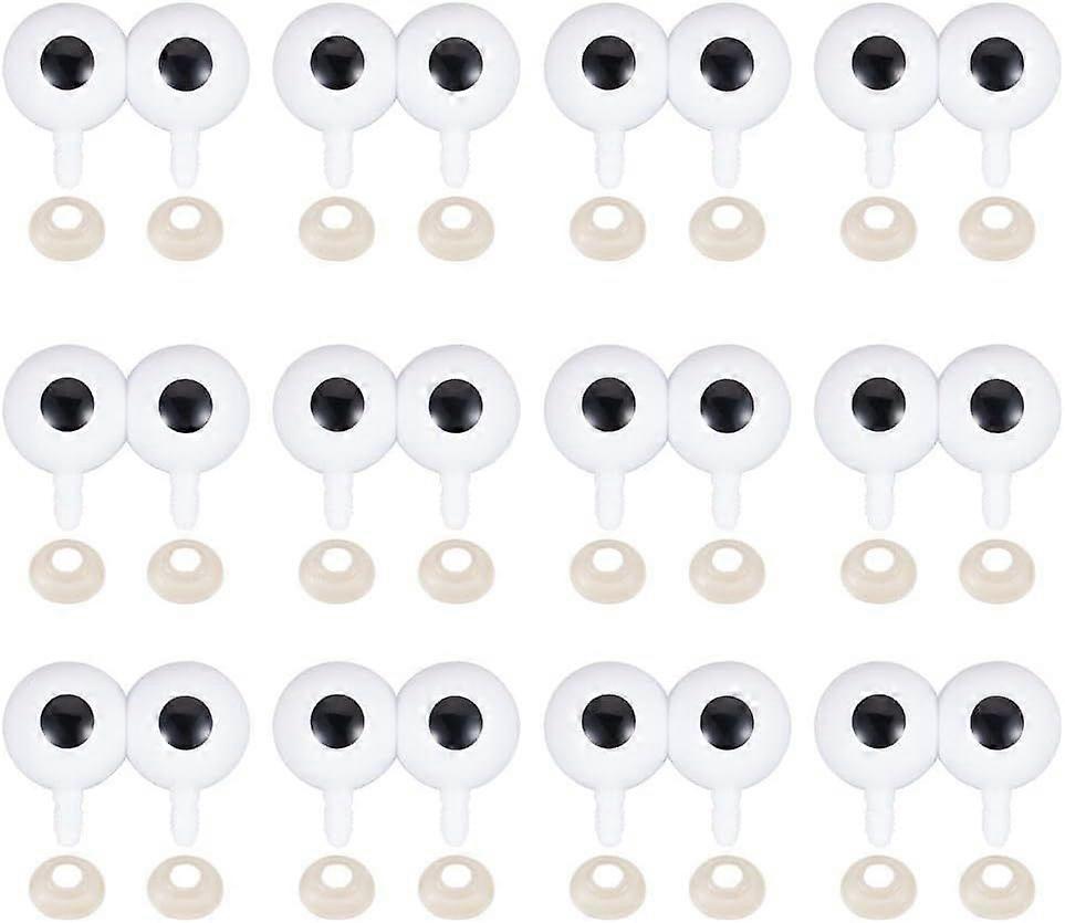 12 Sets Safety Eyes with Washers 1.8x2.4x1.3 Inch Stuffed Crochet Animal Eyes Large Double Eyes White Round Safety Eyes with Spacers for Figure Plush